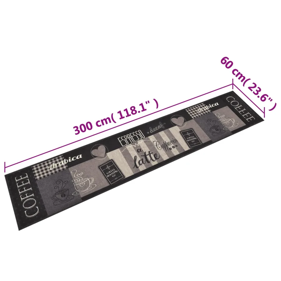 Tapis de cuisine lavable impression café noir 60x300 cm velours - 5