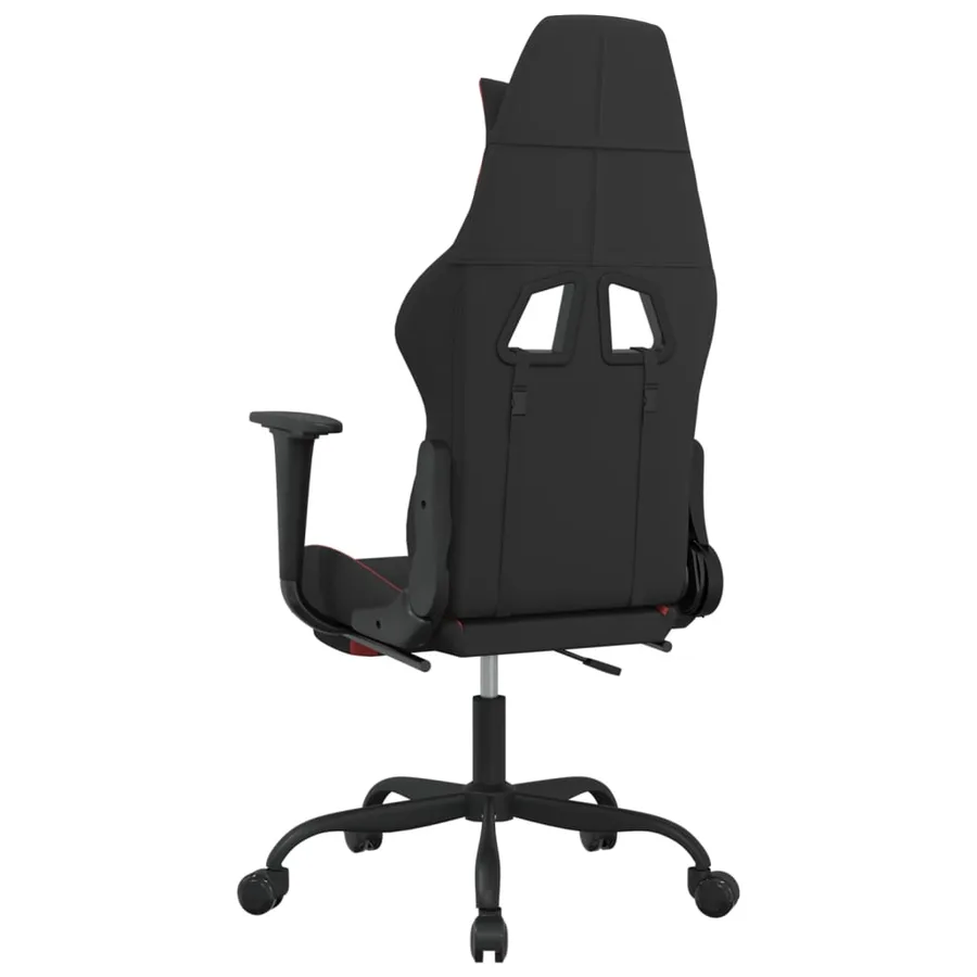 Chaise de jeu de massage avec repose-pied Noir et rouge Tissu - 6