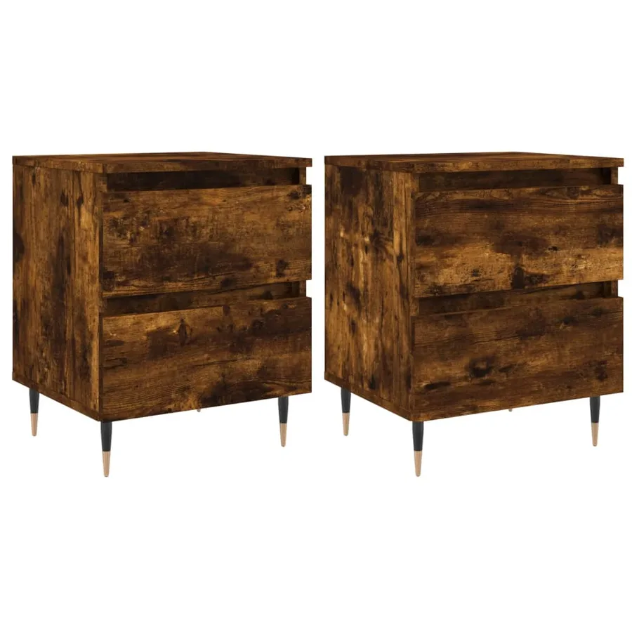 Tables de chevet 2 pcs chêne fumé 40x35x50 cm bois ingénierie - 2