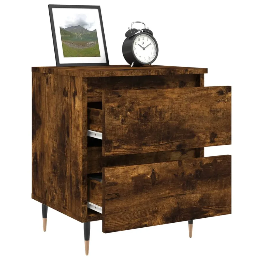 Tables de chevet 2 pcs chêne fumé 40x35x50 cm bois ingénierie - 4