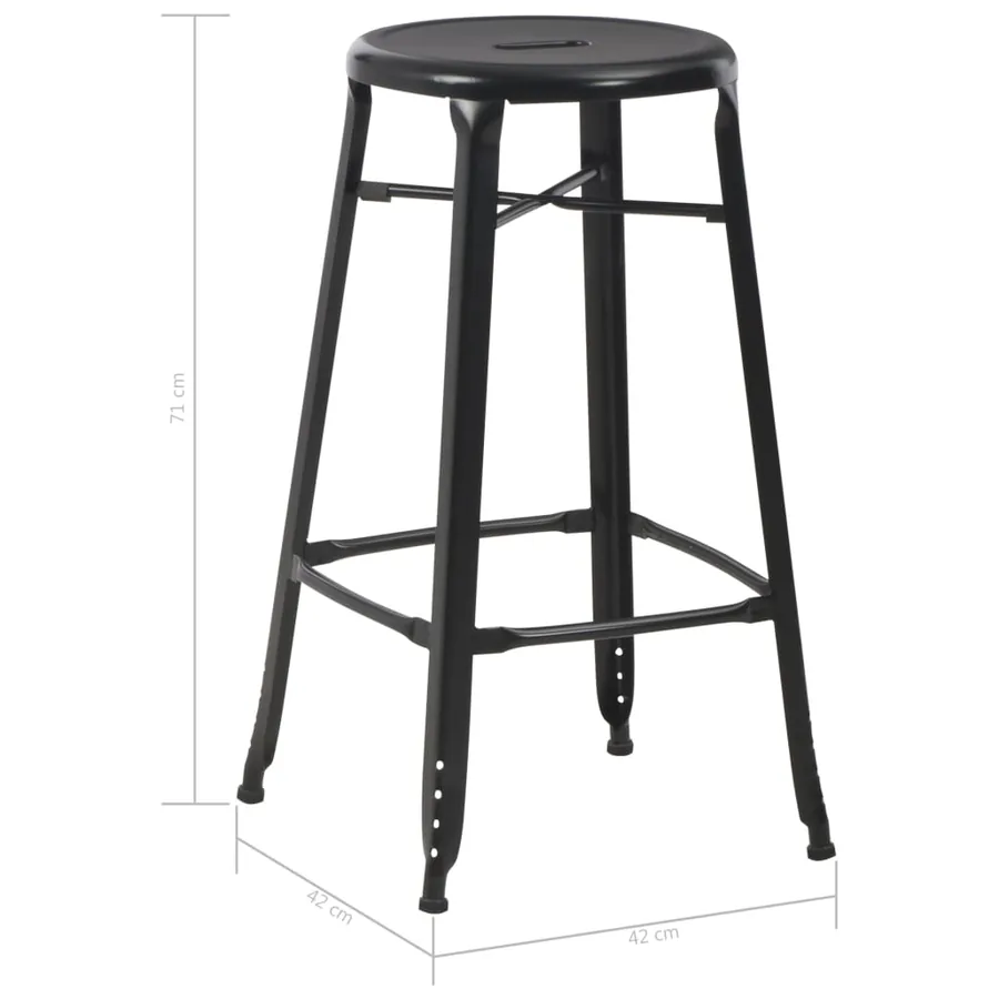 Tabourets de bar lot de 6 noir acier - 7
