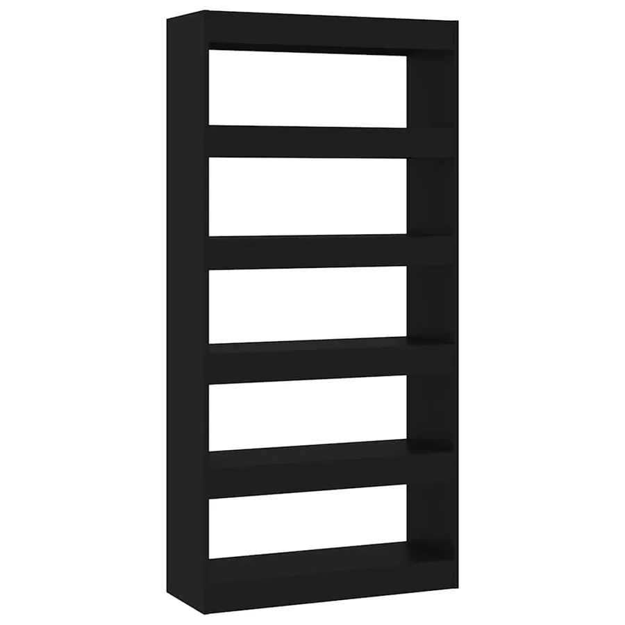 Bibliothèque/Séparateur de pièce Noir Bois d'ingénierie - 2