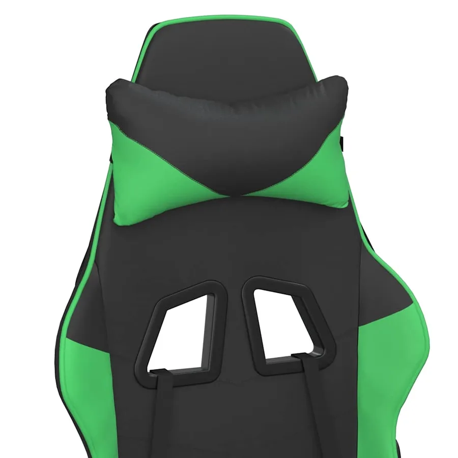 Chaise de jeu de massage et repose-pied Noir et vert Similicuir - 10
