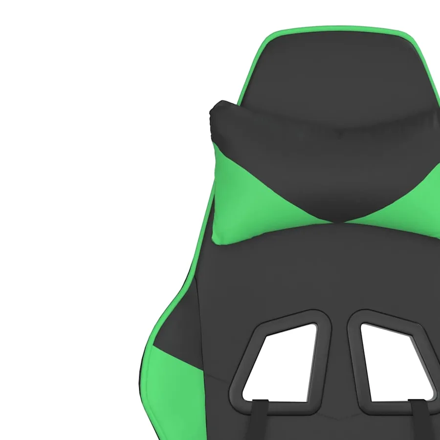 Chaise de jeu de massage et repose-pied Noir et vert Similicuir - 12