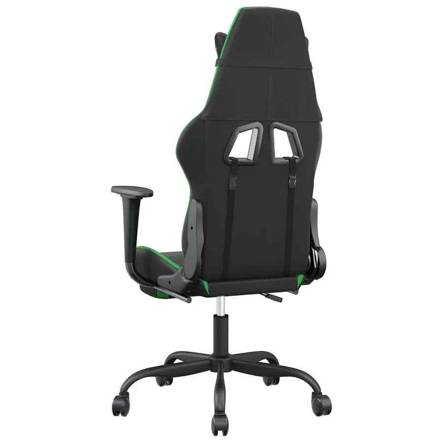 Chaise de jeu de massage et repose-pied Noir et vert Similicuir - 6