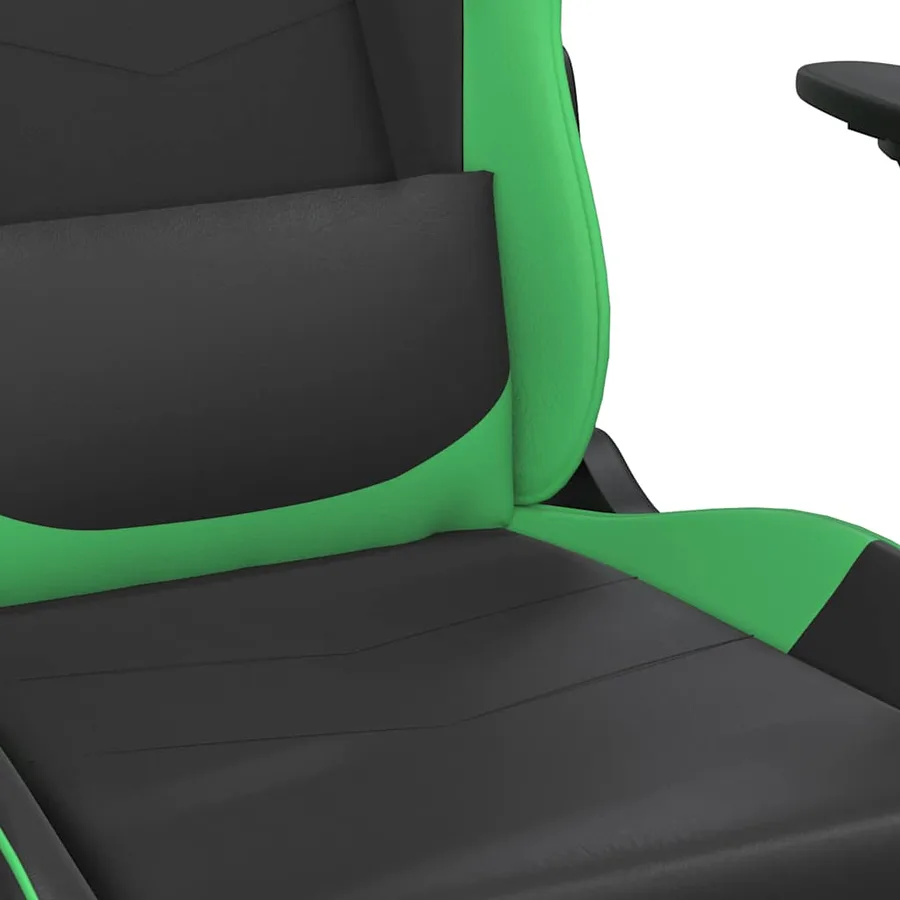 Chaise de jeu de massage et repose-pied Noir et vert Similicuir - 9