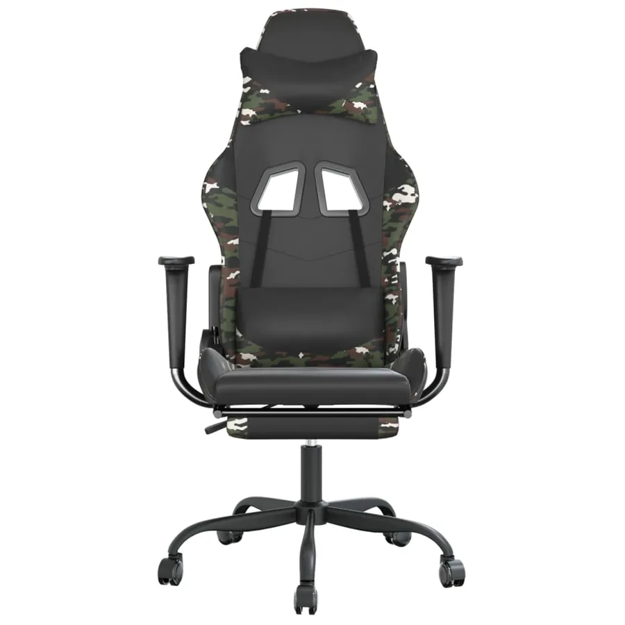 Chaise de jeu avec repose-pied Noir et camouflage Similicuir - 3