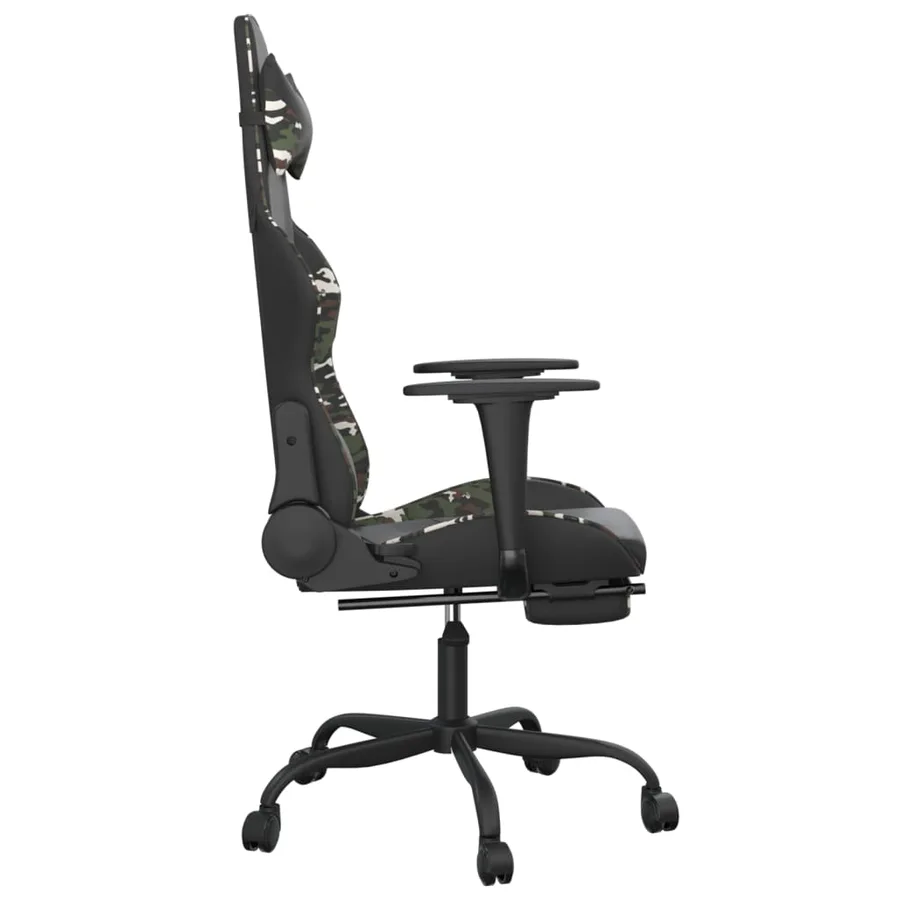 Chaise de jeu avec repose-pied Noir et camouflage Similicuir - 4