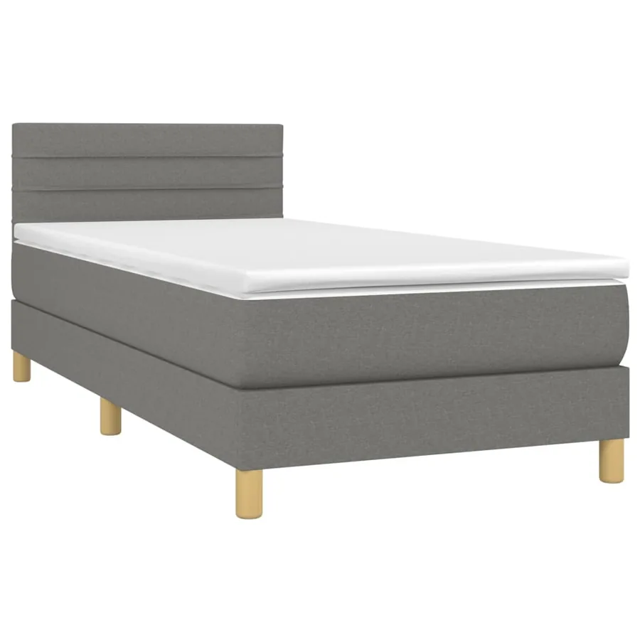 Sommier à lattes de lit avec matelas et LED Gris foncé 90x200cm - 3