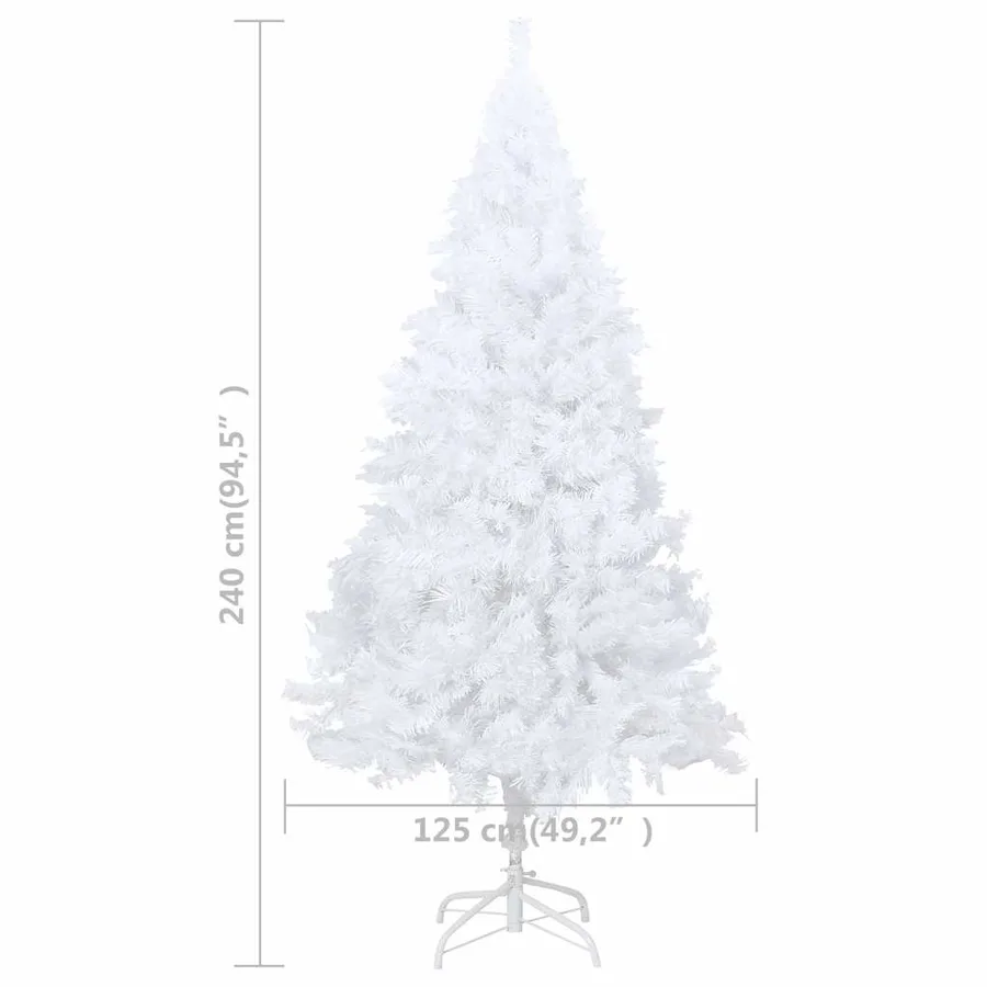 Arbre de Noël artificiel pré-éclairé et boules blanc 240 cm - 14