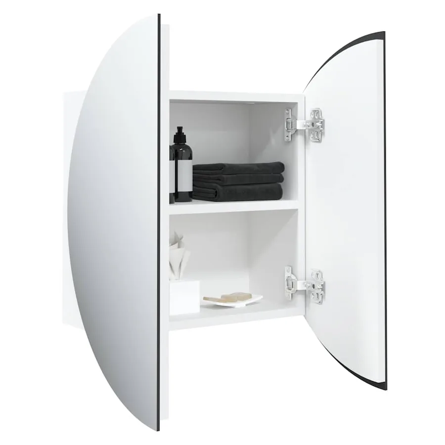 Armoire de salle de bain miroir rond et LED Blanc 40x40x17,5 cm - 5