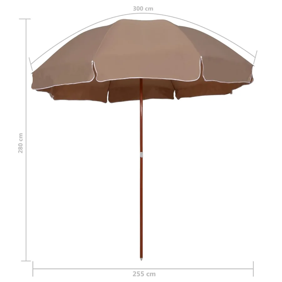 Parasol de jardin avec mât en acier 300 cm Taupe - 5