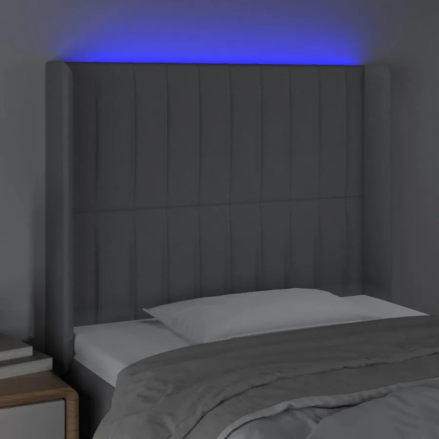 Tête de lit à LED Gris clair 83x16x118/128 cm Tissu - 4