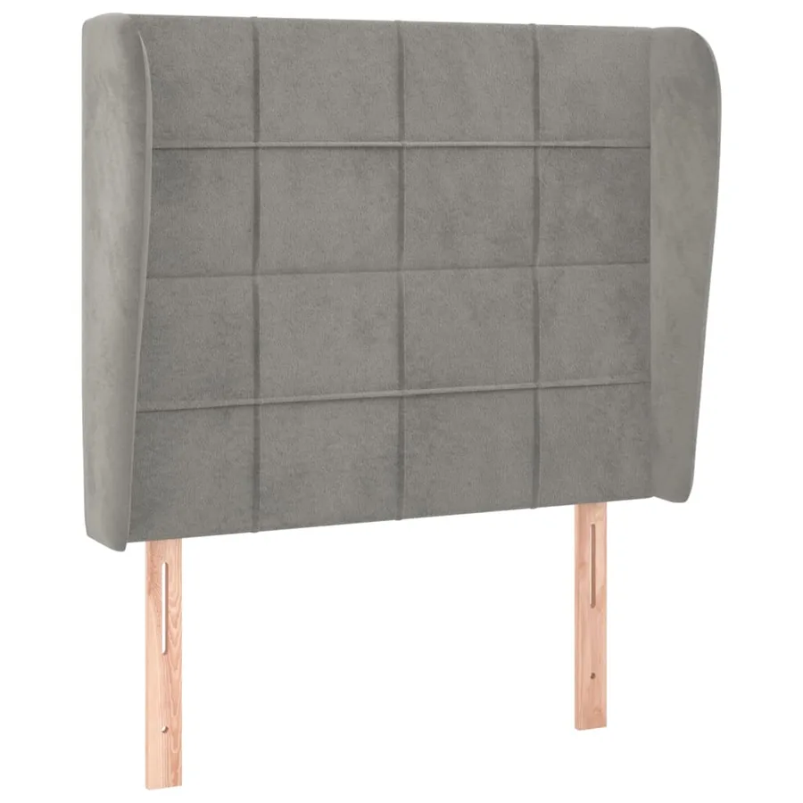 Tête de lit avec oreilles Gris clair 93x23x118/128 cm Velours - 2