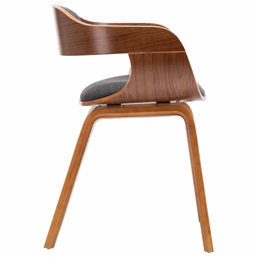Chaise de salle à manger Gris foncé Tissu et bois courbé - 3