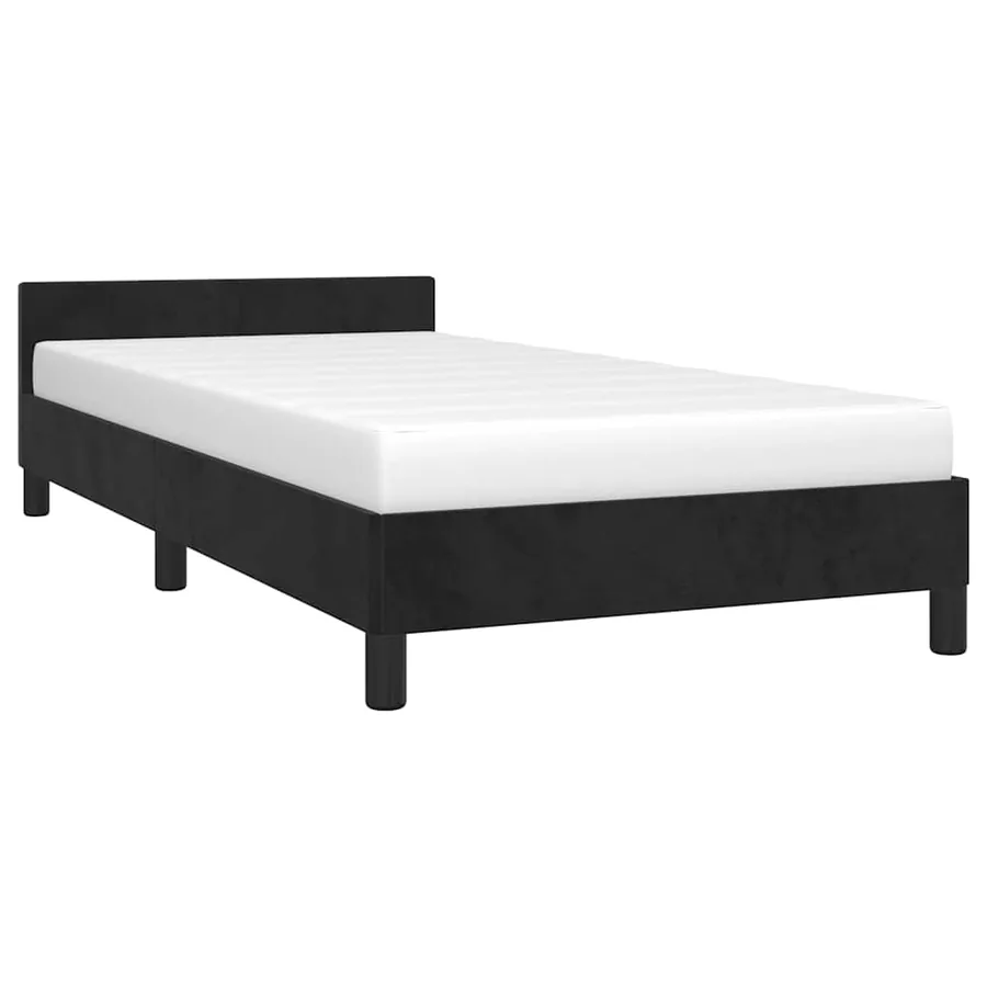 Cadre de lit et tête de lit sans matelas noir 80x200 cm velours - 3