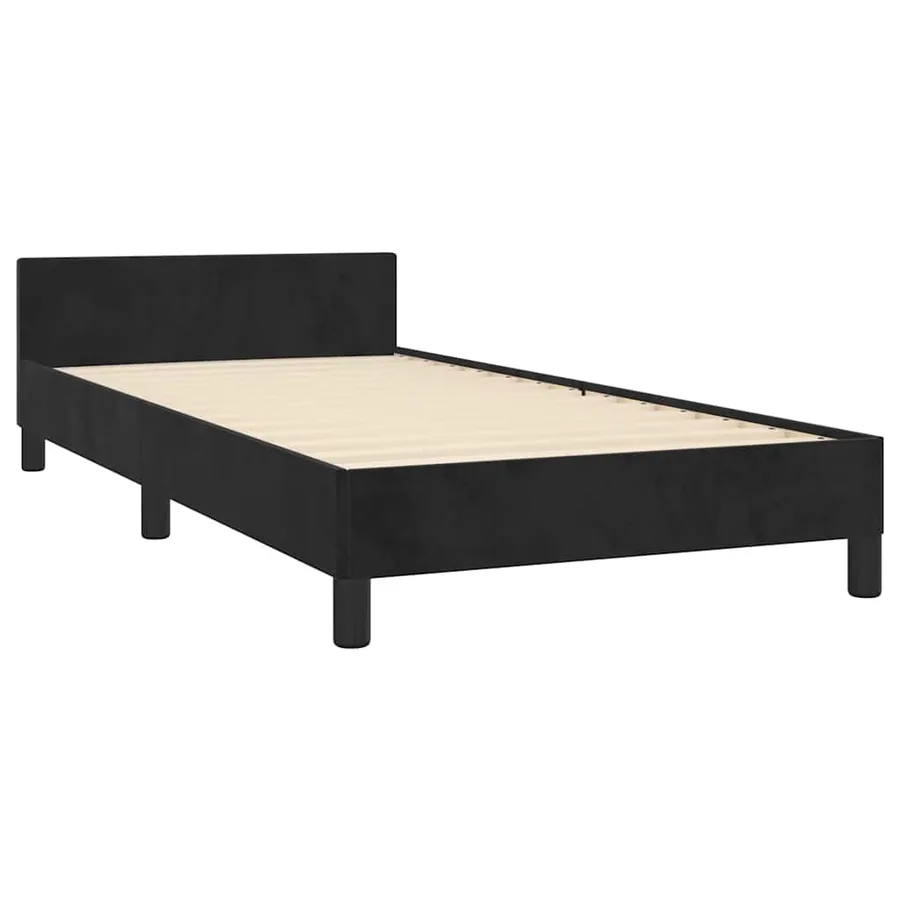 Cadre de lit et tête de lit sans matelas noir 80x200 cm velours - 4