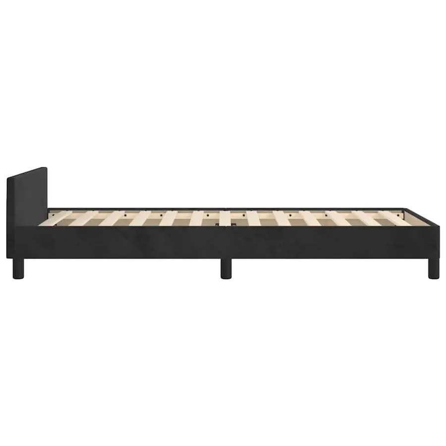 Cadre de lit et tête de lit sans matelas noir 80x200 cm velours - 6
