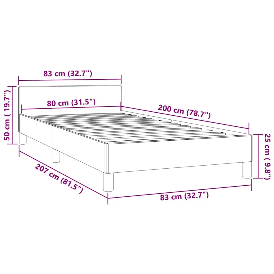 Cadre de lit et tête de lit sans matelas noir 80x200 cm velours - 9