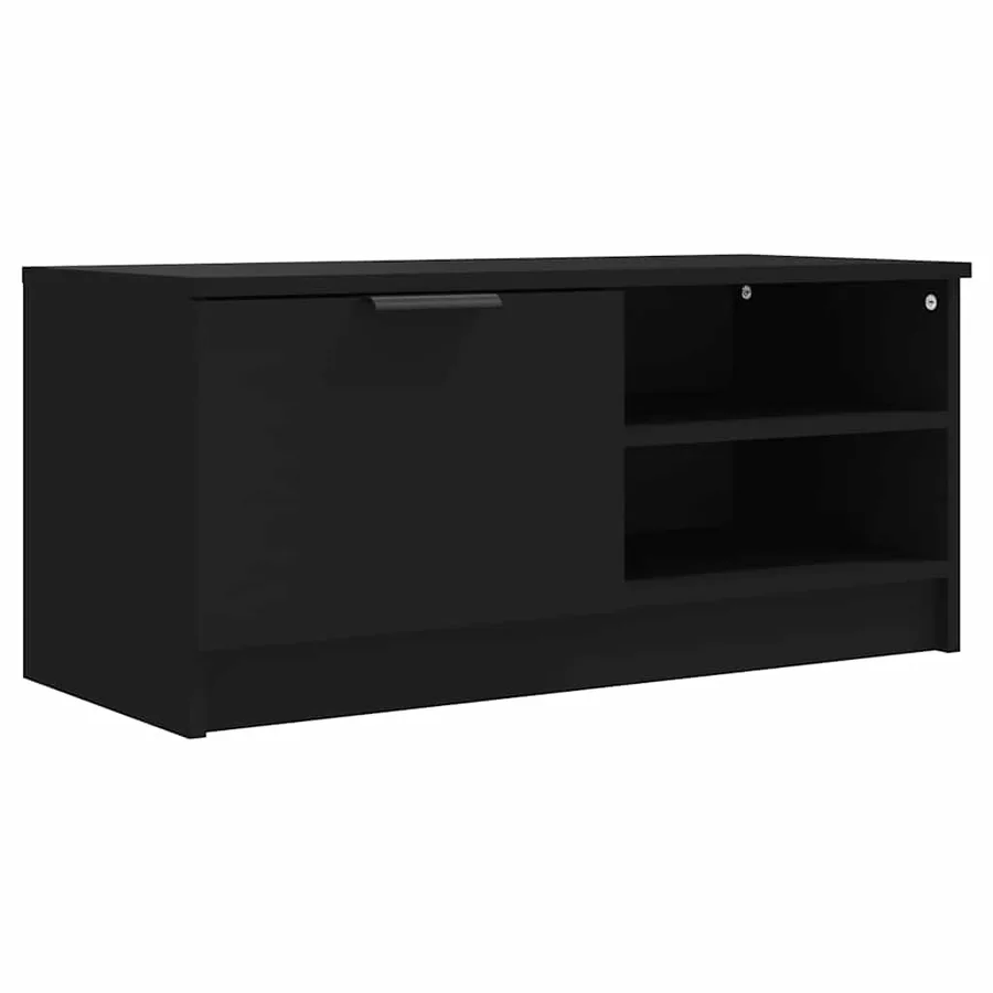 Meuble TV Noir 80x35x36,5 cm Bois d'ingénierie - 2