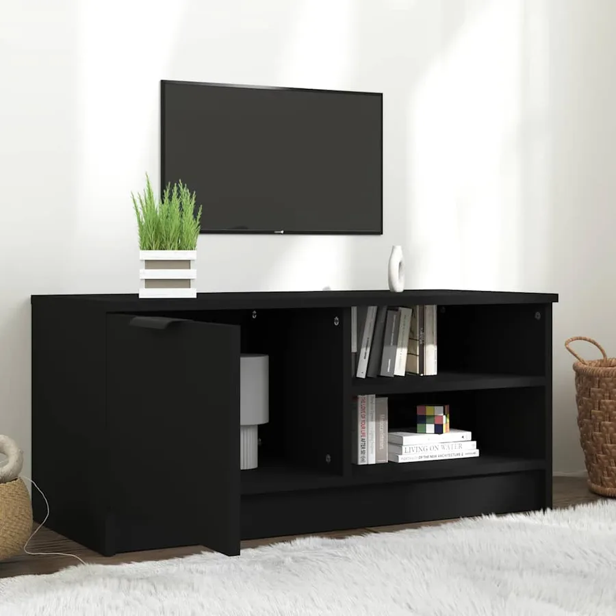 Meuble TV Noir 80x35x36,5 cm Bois d'ingénierie - 3