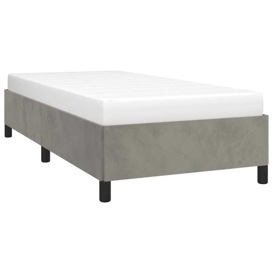 Cadre de lit sans matelas gris clair 100x200 cm velours - 3