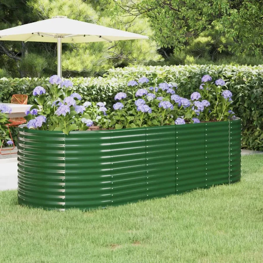Lit surélevé de jardin Acier galvanisé 249x100x68cm Vert