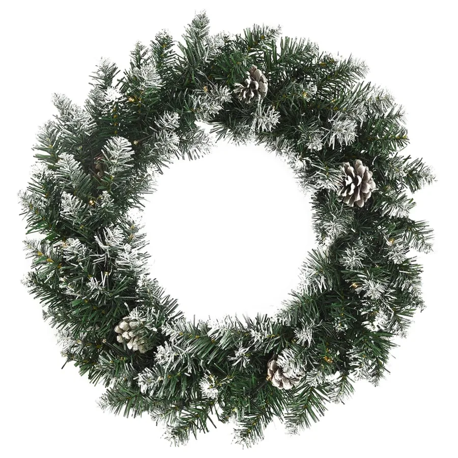 Couronne de Noël avec lumières LED Vert 60 cm PVC - 2