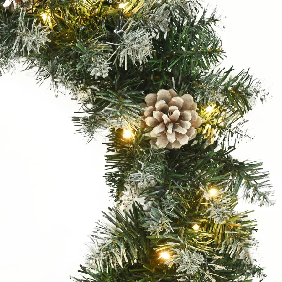 Couronne de Noël avec lumières LED Vert 60 cm PVC - 3