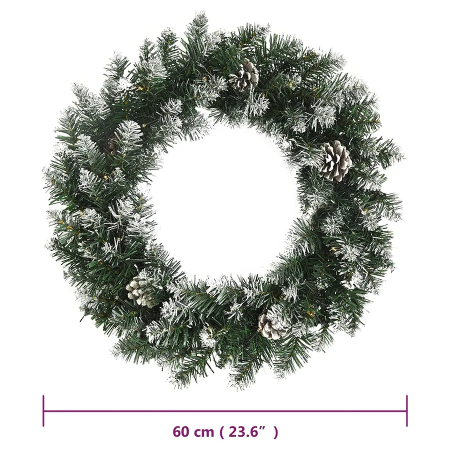 Couronne de Noël avec lumières LED Vert 60 cm PVC - 5