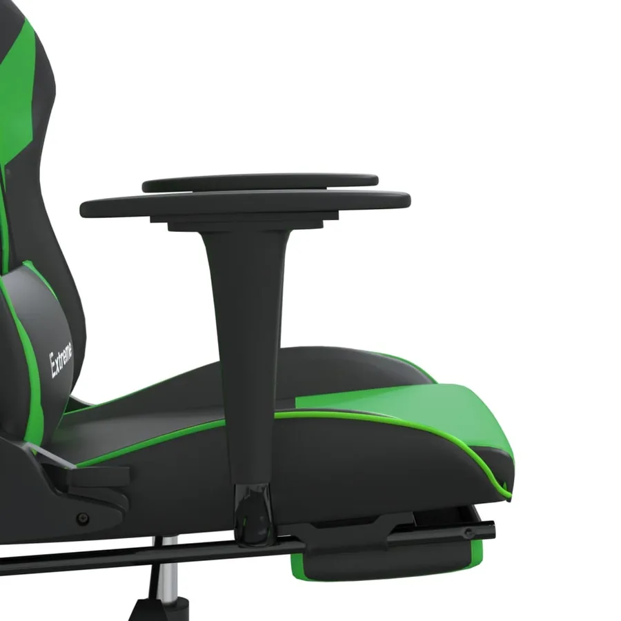 Chaise de jeu avec repose-pied Noir et vert Similicuir - 11