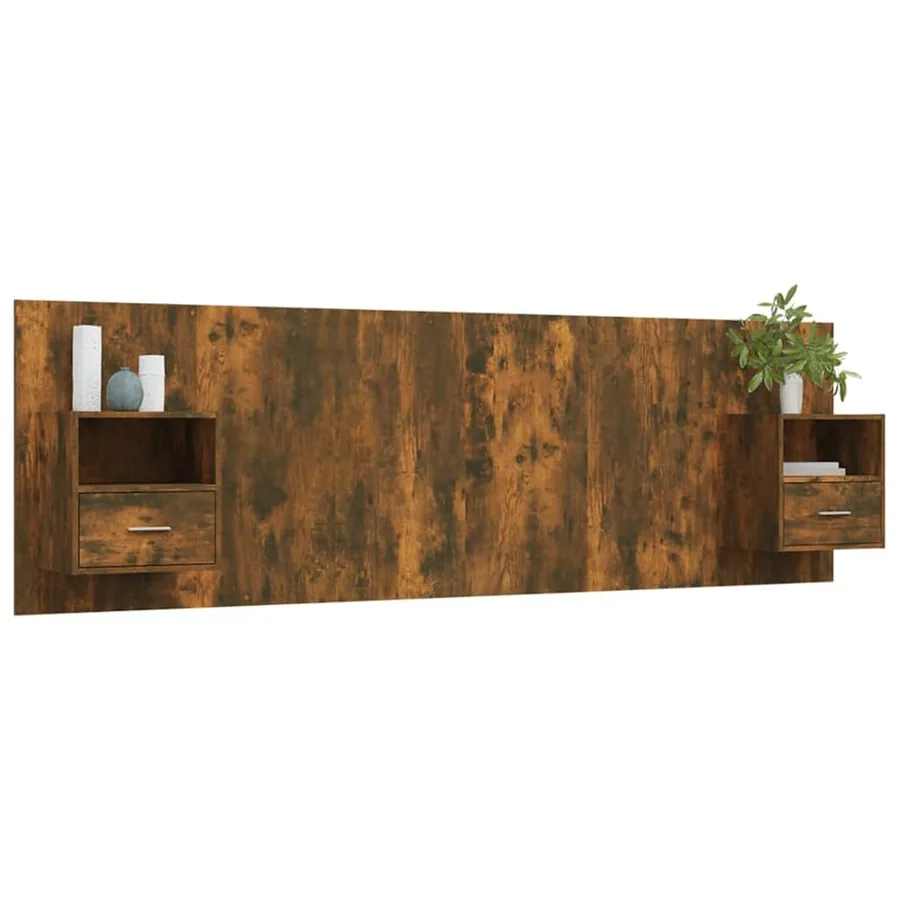 Tête de lit avec armoires Chêne fumé Bois d'ingénierie - 3