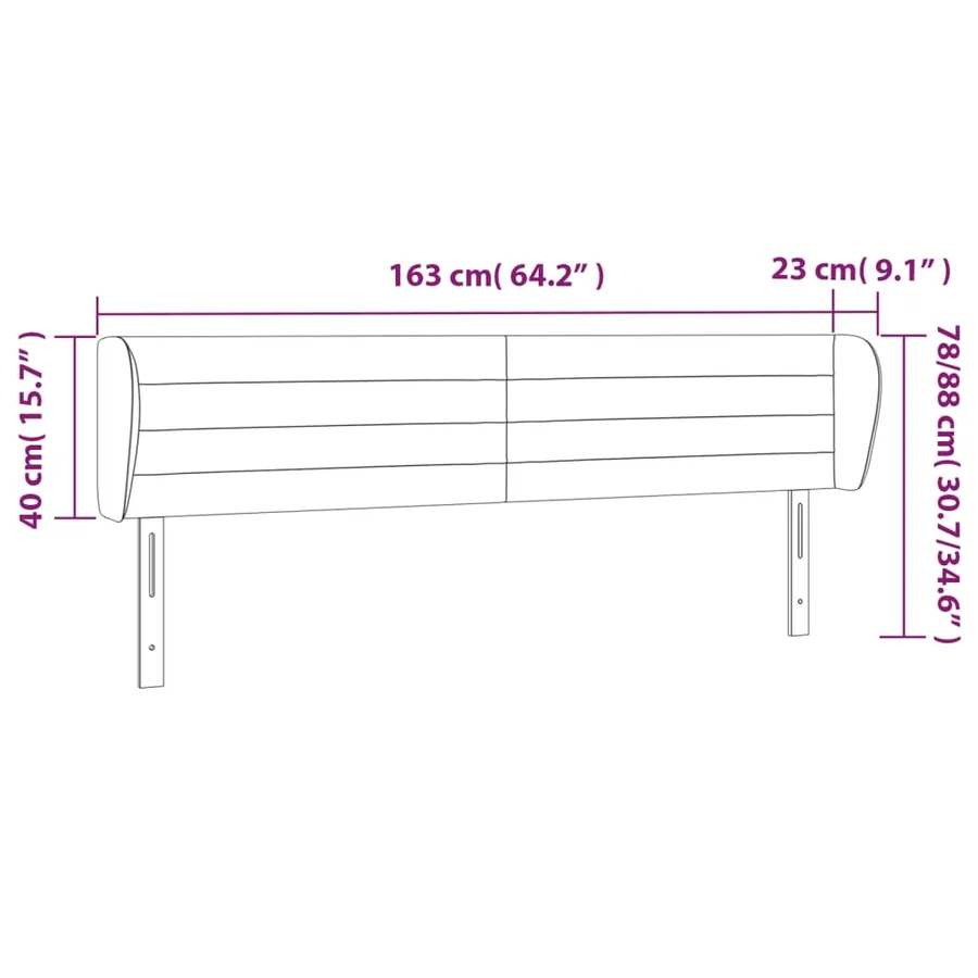 Tête de lit avec oreilles Taupe 163x23x78/88 cm Tissu - 9