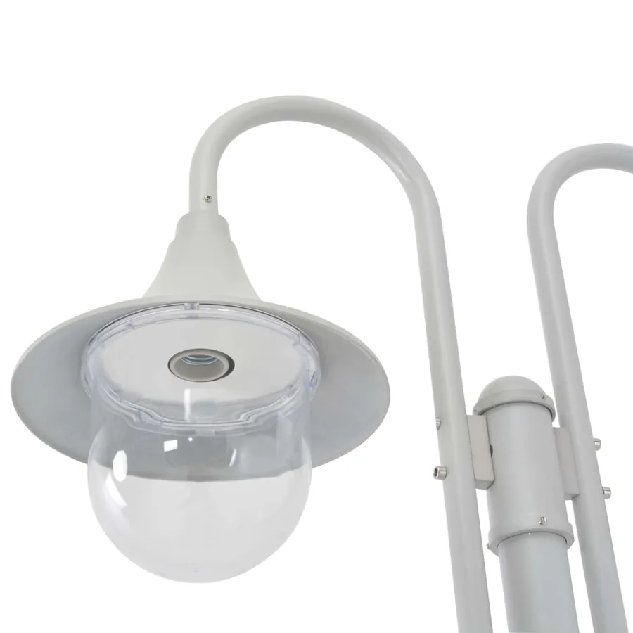 Lampadaire de jardin E27 220 cm Aluminium 2 lanternes Blanc - 3