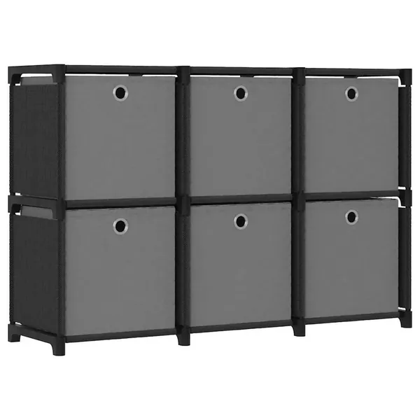 Étagère d'affichage 6 cubes et boîtes Noir 103x30x72,5 cm Tissu