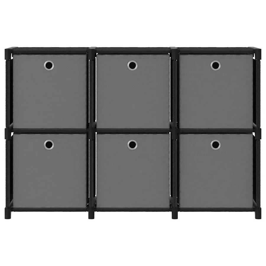 Étagère d'affichage 6 cubes et boîtes Noir 103x30x72,5 cm Tissu - 2