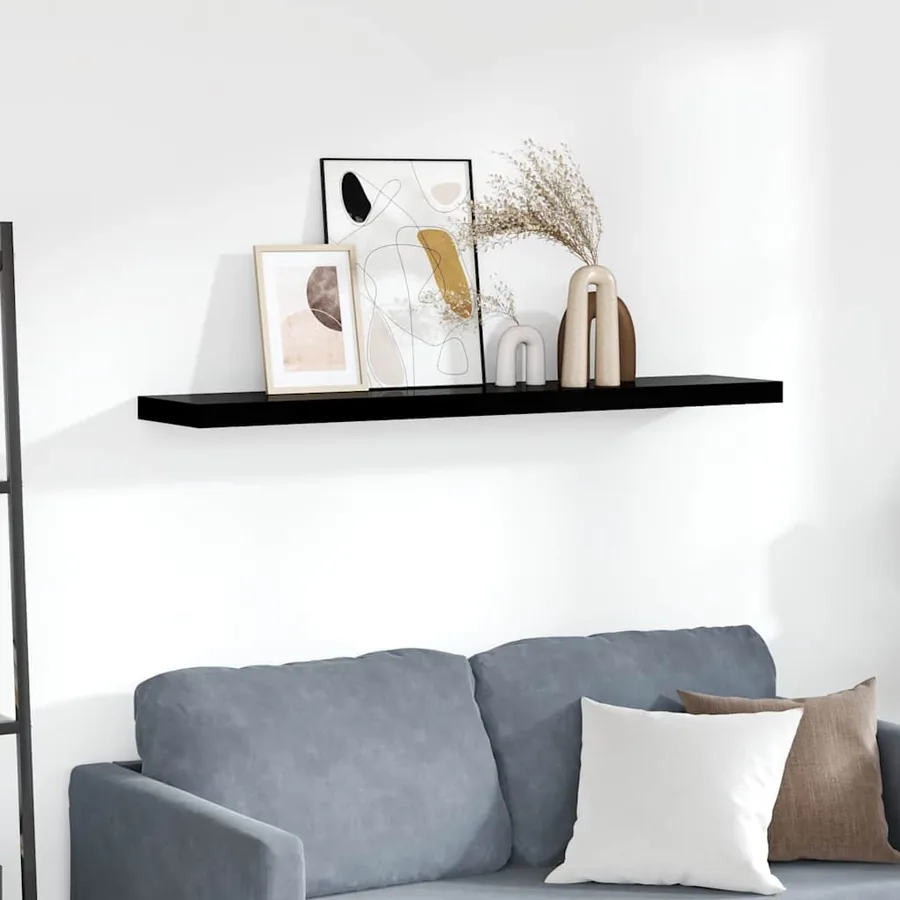 Étagère murale flottante Noir brillant 120x23,5x3,8 cm MDF