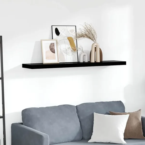 Étagère murale flottante Noir brillant 120x23,5x3,8 cm MDF