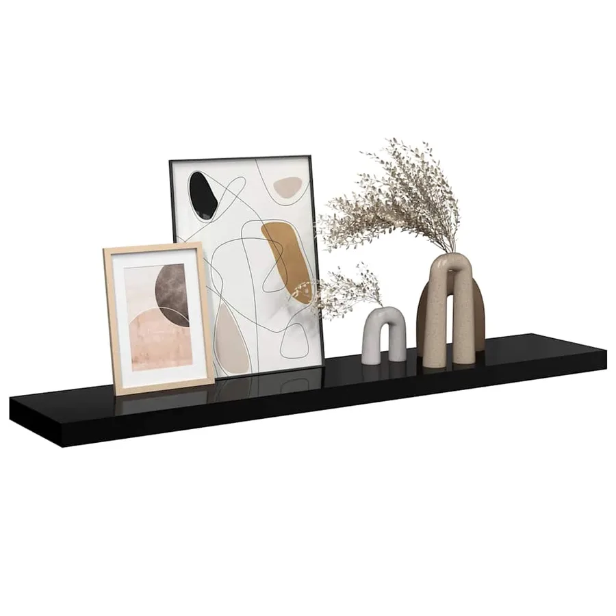 Étagère murale flottante Noir brillant 120x23,5x3,8 cm MDF - 5