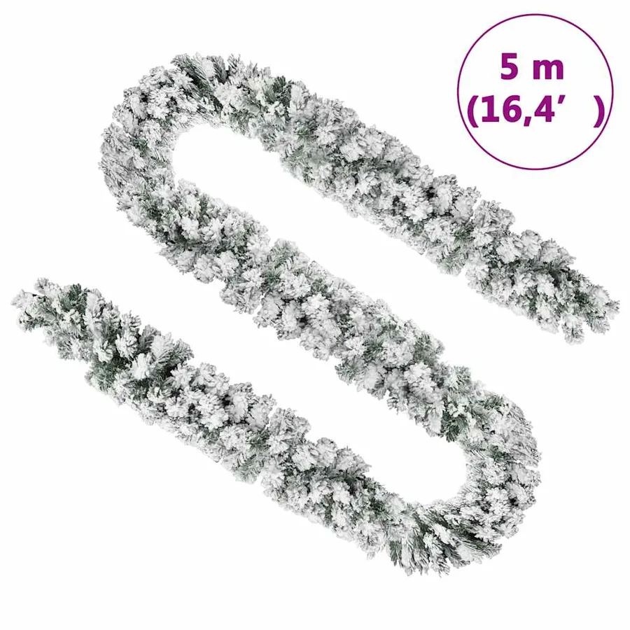 Guirlande de Noël avec neige floquée Vert 5 m PVC - 6