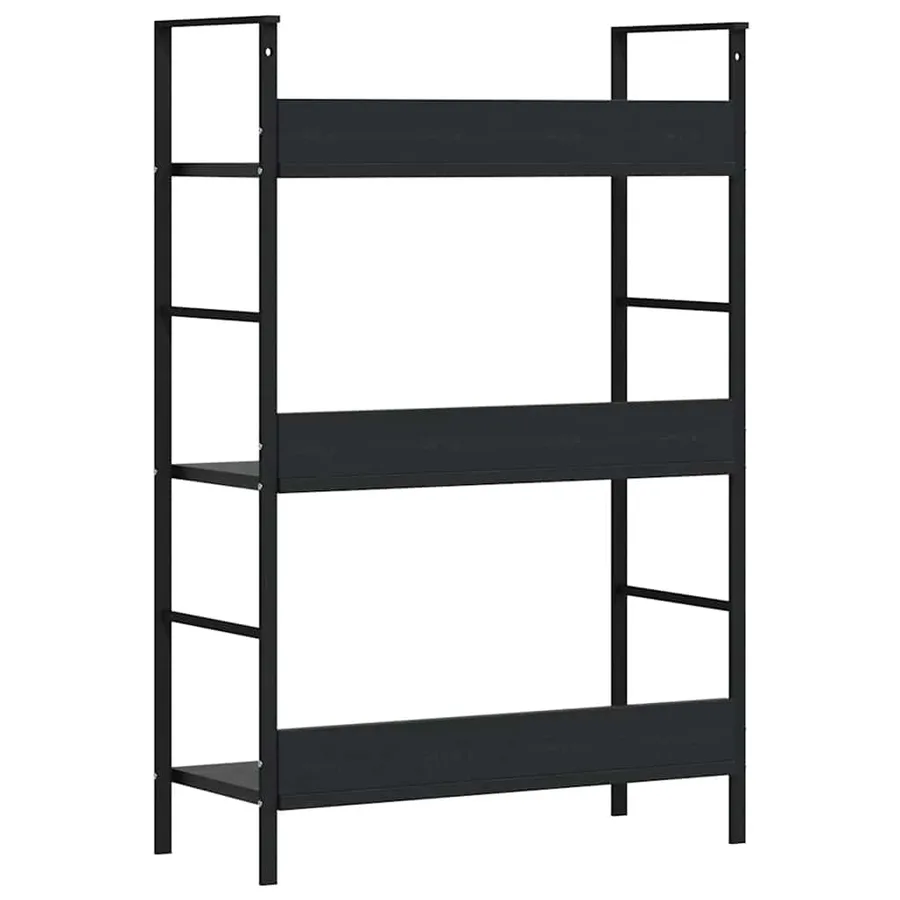 Bibliothèque à 3 niveaux noir 60x27,6x90,5 cm bois d'ingénierie - 7