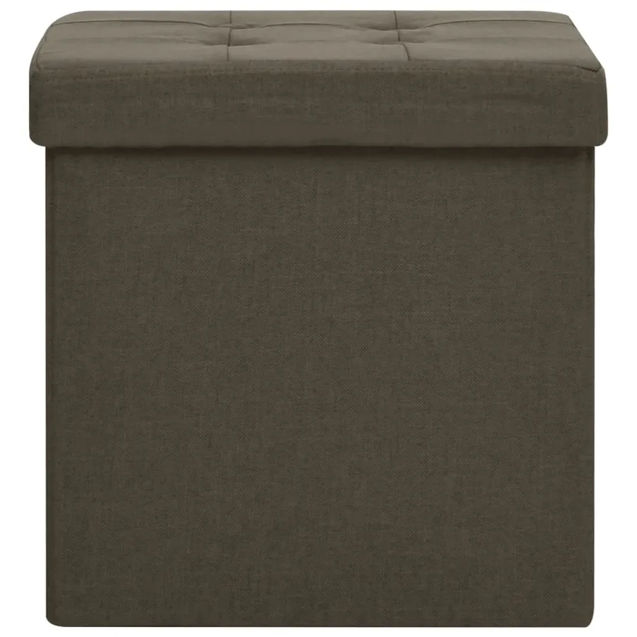 Tabourets de rangement pliables lot de 2 marron foncé faux lin - 4