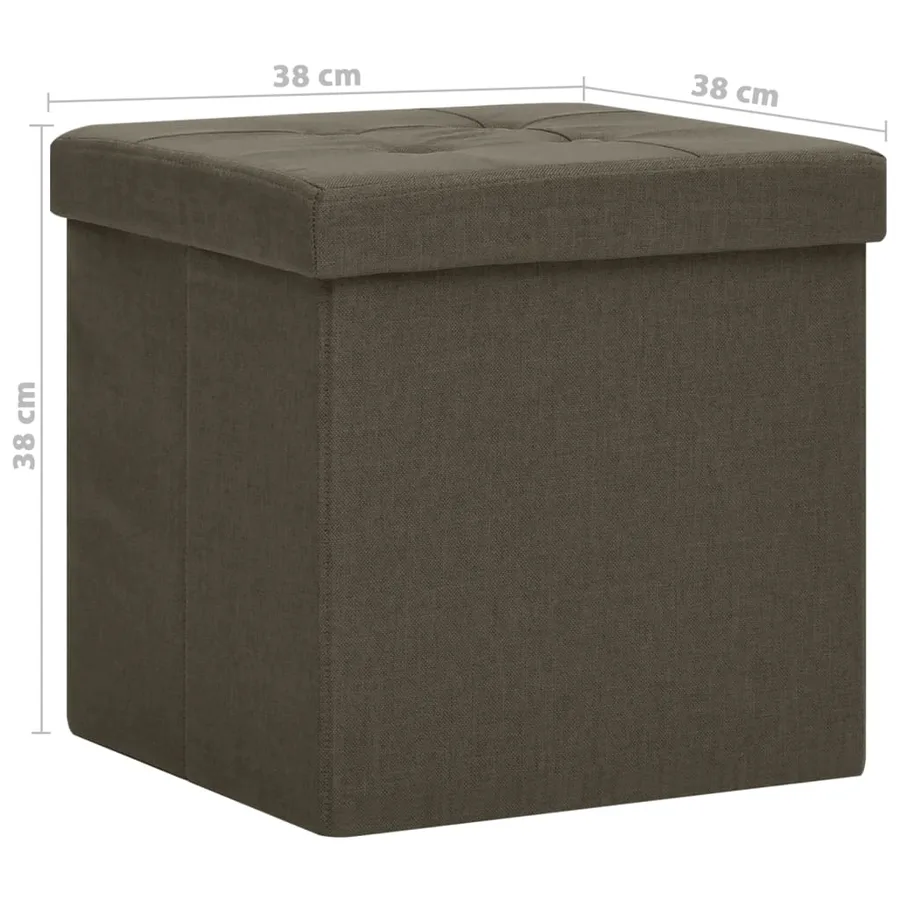 Tabourets de rangement pliables lot de 2 marron foncé faux lin - 9
