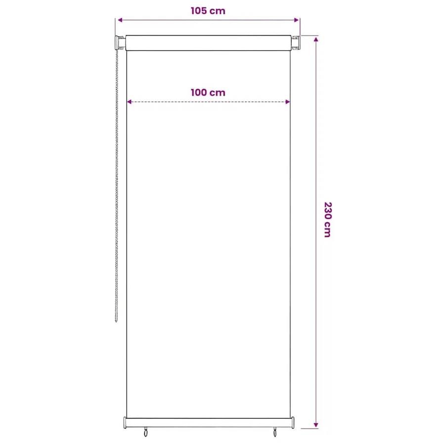 Store roulant d'extérieur 105 (l) x 230 (H) cm bleu HDPE - 6