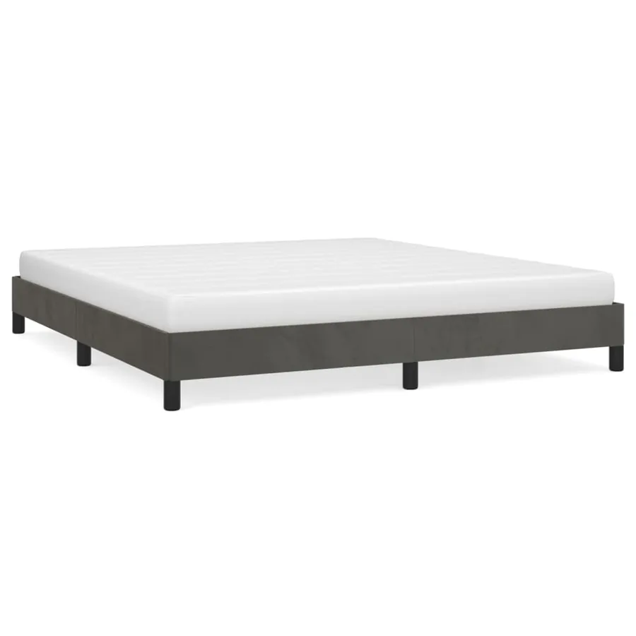 Cadre de lit sans matelas gris foncé 160x200 cm velours - 2