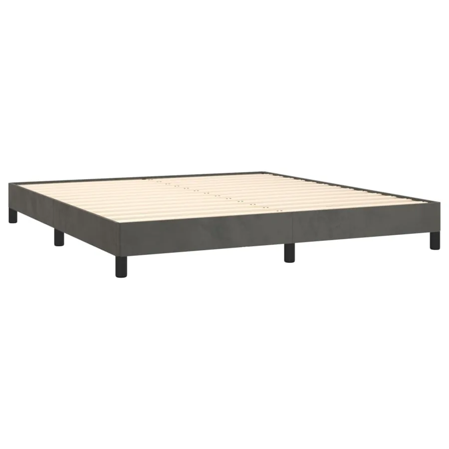 Cadre de lit sans matelas gris foncé 160x200 cm velours - 4