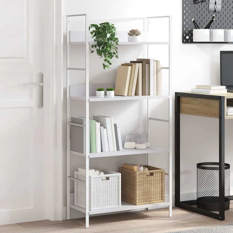 Bibliothèque à 4 niveaux blanc 60x27,6x124,5 cm bois ingénierie