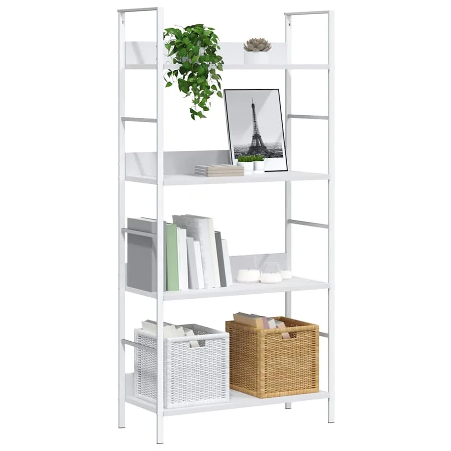 Bibliothèque à 4 niveaux blanc 60x27,6x124,5 cm bois ingénierie - 4