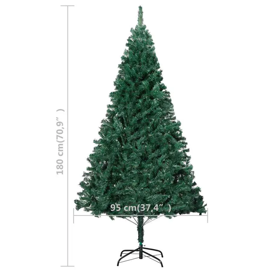 Arbre de Noël artificiel pré-éclairé et boules vert 180 cm PVC - 13