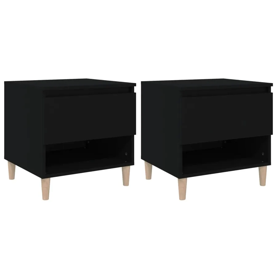 Tables de chevet 2 pcs Noir 50x46x50 cm Bois d’ingénierie - 2